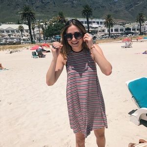 Red white and navy dress